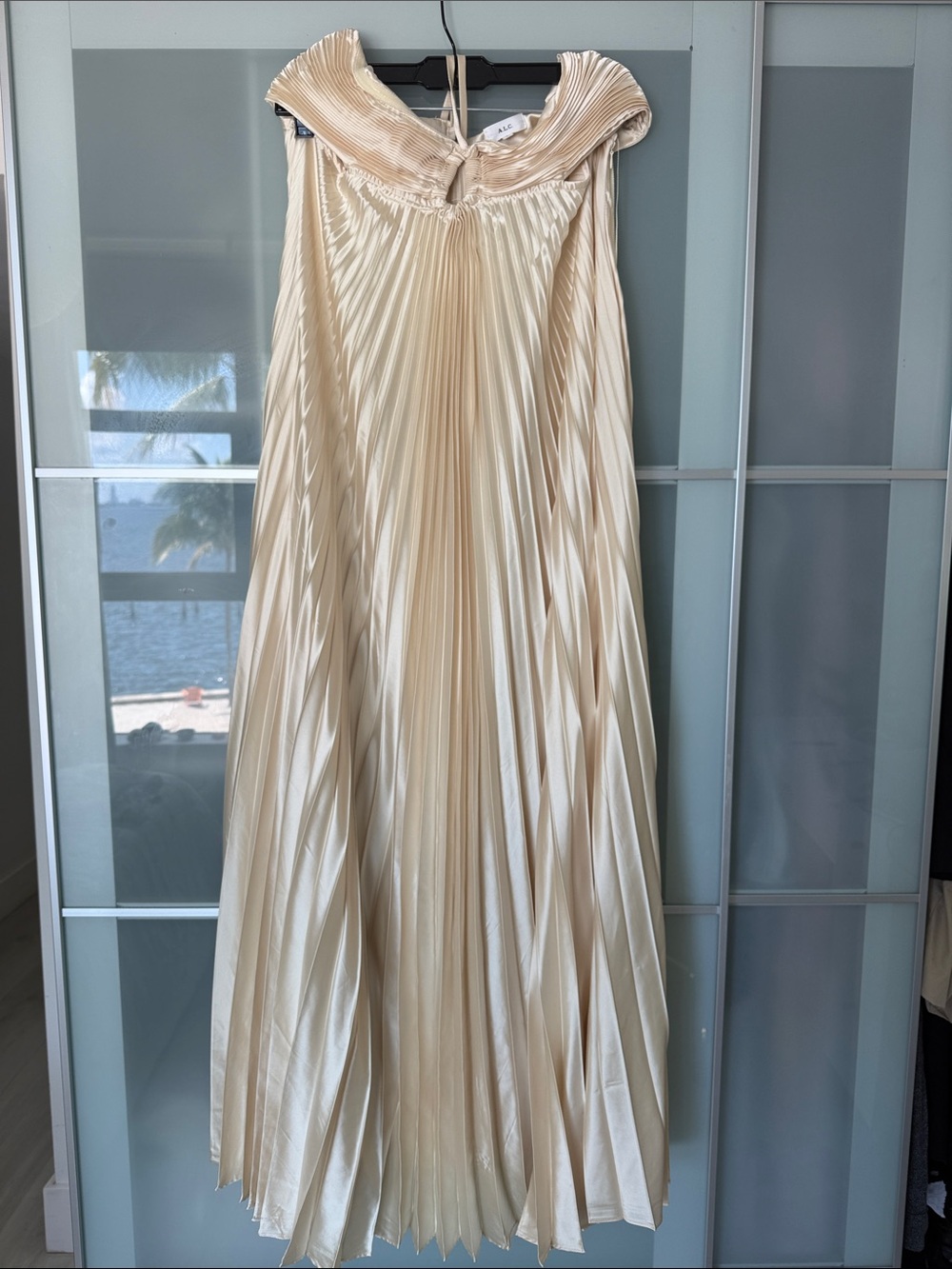 A.L.C. Moira Pleated Satin Maxi Dress